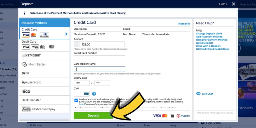 William Hill 威廉希爾平台-如何成功入金/存款?